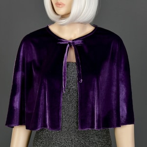 Velvet Velour Capelet Cape Wrap Wedding Shrug Velvet Capelet, Purple