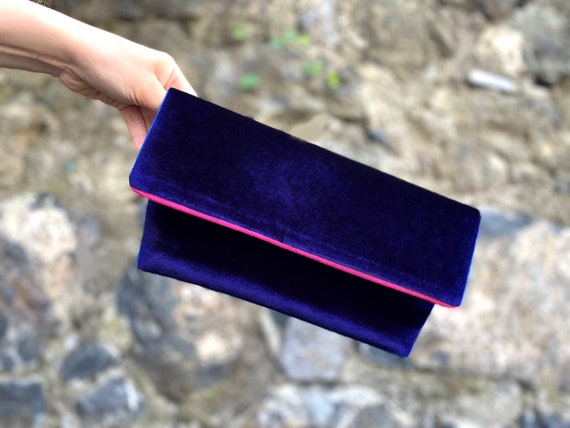 Evening Envelop Clutch Bag With Removable Wristlet Handle, Navy