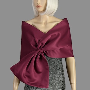 Evening Taffeta Shawl Wrap, Wrap Stole, Wedding Shawl, Stole Shawl Wrap Shrug, Burgundy Color,Wine Color