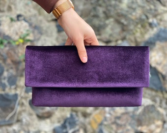 Samt Helllila Flieder Umschlag Clutch Bag mit Handgelenktasche, Abendtasche, Clutch für besondere Anlässe, mit abnehmbarem Griff, Option erhältlich