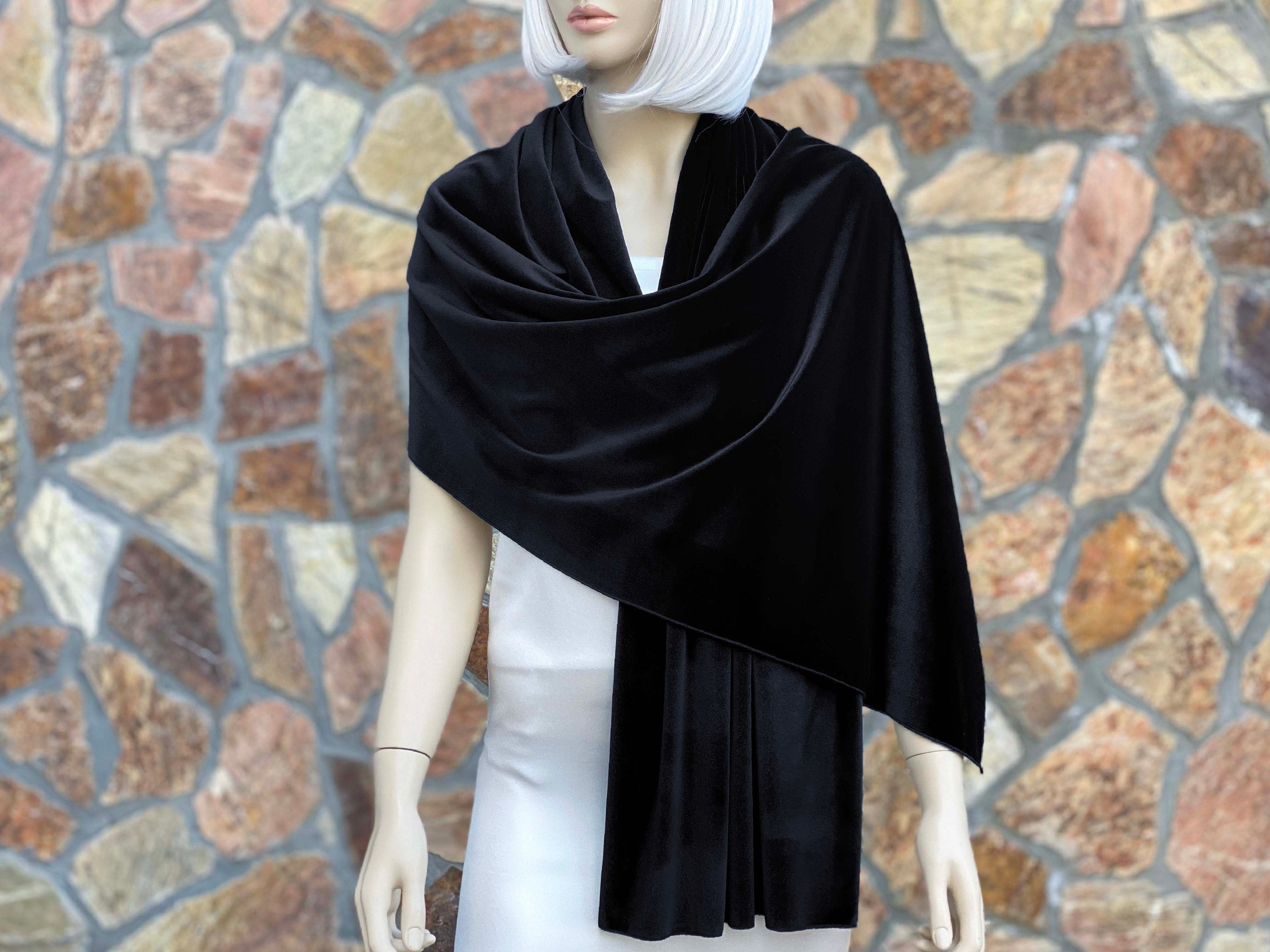 Double Sided Black Velvet Shawl Wrap Velvet Evening Wrap Wedding