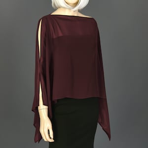 Maroon Luxurious Chiffon Shawl Wrap Bolero, Wedding Capes Bridal Capelet Chiffon Shrug Shawls and Wraps for Evening Dress, Maroon