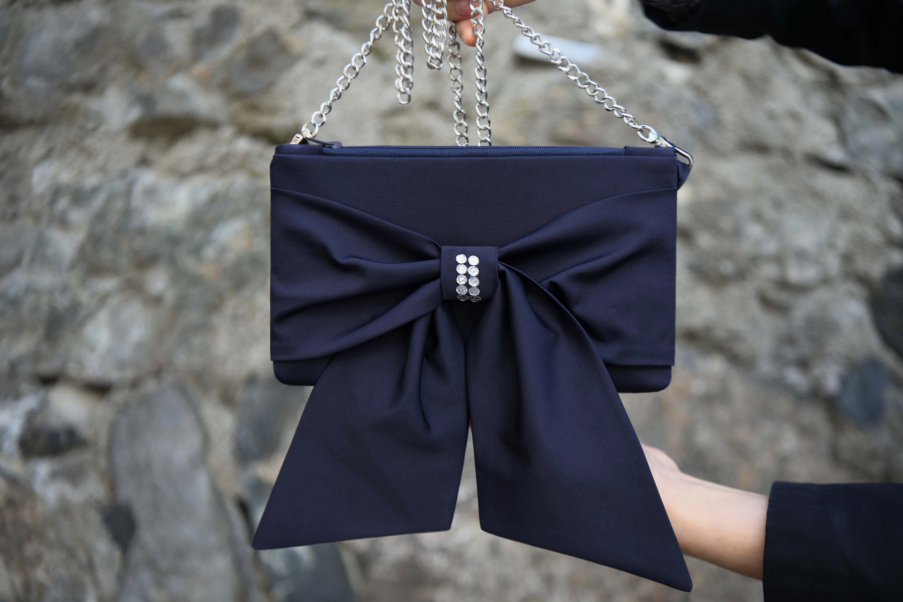 navy blue leather crossbody bag tassel — bows & sequins