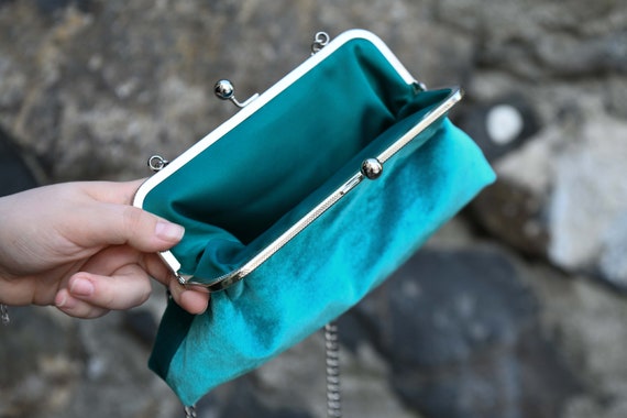 Teal Shoulder Purse Bag for Events Evening Handbag Clutch With Long Chain with Color Option Etsy Ireland