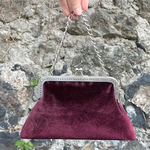 Abend Geldbörse Tasche, Brautjungfer Kiss Lock Rahmen Handtasche Clutch, mit Griff, Burgund, Bordeaux