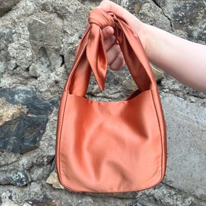 Borsa da sera in raso per matrimonio, borsa porta soldi, borsa semplice ed elegante, borsa da sera, rosa champagne, colore speziato, rosa del deserto, terracotta