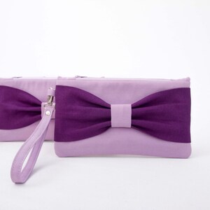 Bridesmaid Clutches, Bow Wristelt Clutch In Custom Colors, Bridesmaid Gift, Wedding Gift, Zipper Pouch, Evening Clutch, Occasion Clutch Bag