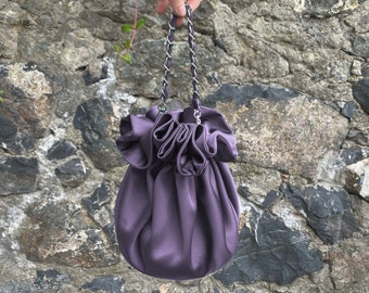 Bolso de fiesta de noche, bolso de nudo bolso de satén boda, bolso elegante simple, vestido de noche, berenjena grisáceo gris púrpura -Opción de color