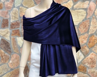 Velvet Navy Occassion Shawl, Velvet Evening Wrap, Wedding Shawl, Warm Winter Shawl Wrap, Navy Blue