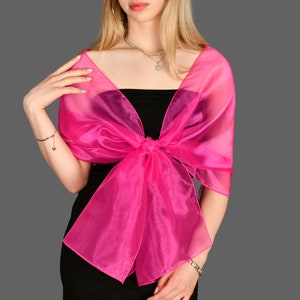 Fuchsia, Hot Pink, Organza Shawl Wrap Bolero Summer Spring Wedding, Color option available
