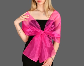 Fuchsia, Hot Pink, Organza Shawl Wrap Bolero Summer Spring Wedding, Color option available