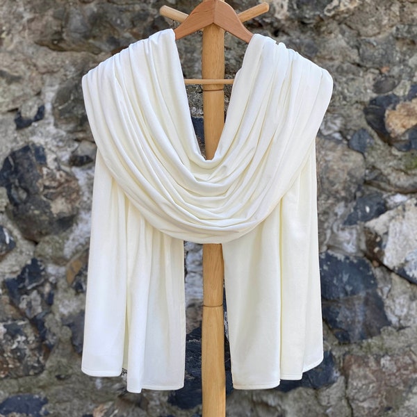 Ivory Bride Shawl, Velvet Ivory Occassion Shawl, Velvet Evening Wrap, Wedding Shawl, Warm Winter Shawl Wrap, Ivory