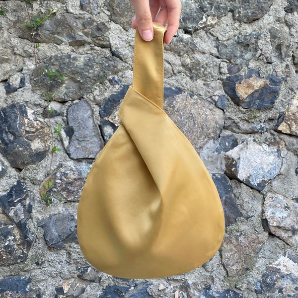 Japanese Knot Bag Purse Satin Wedding, Special Occasion, Simple Elegant Bag, Evening Dress, Gold Color option