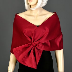 Red Evening Wrap, Formal Hands Free Shawl, Mother Of The Bride Dress Cover Up, Pull through Shoulder Wrap, Red