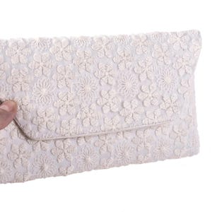 Ivory Bridal Lace Clutch Bag, Evening Envelop Clutch, Wedding Purse Bag, Evening Bag, Occasion Clutch Bag, With Removable Handle