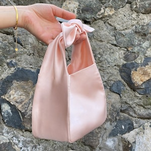 Pfirsich Farbe Hochzeit Tasche Tasche, Abendtasche, Japanischer Knoten Tasche, Furoshiki Tasche