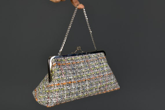 Karierte Retro Clutch Geldborse im Vintage Look mit Kisslock Rahmen Clutch Handtasche oder Umhangetasche Wollmischstoff Etsy