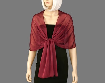 Wine Color Summer Shawl Wrap Bolero Chiffon, Wedding Shrug, Extra Long Option Available