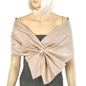 Shawl Wrap, Evening Wrap, Stole Shawl Wrap Shrug, Formal pull through dress cover up, Hands free shoulder wrap, Beige