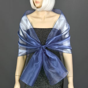 Blue Gray, Slate Blue, Organza Stole Bolero Shawl Wrap Bolero Summer Spring Wedding, Color Option Available