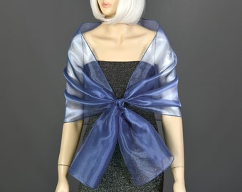 Blue Gray, Slate Blue, Organza Stole Bolero Shawl Wrap Bolero Summer Spring Wedding, Color Option Available