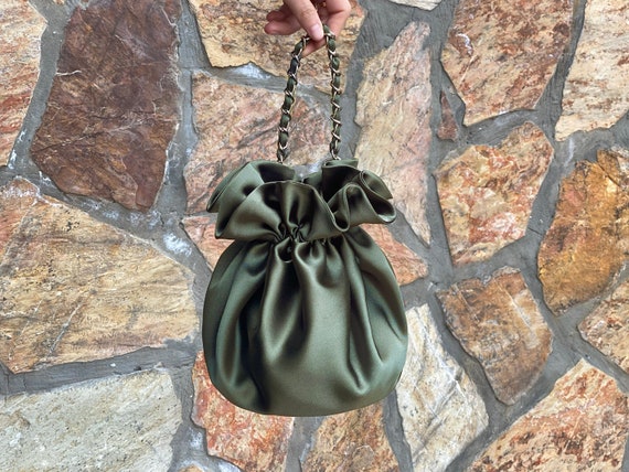 Evening Prom Purse Bag, Knot Bag Purse Satin Wedding, Simple Elegant Bag, Evening Dress, Mosse Green, Fern Green-Color option