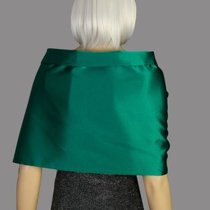 Emerald Green Satin Shawl Wrap, Stole Shawl Wrap Shrug, Formal Pull Through Dress Cover Up, Hands Free Shoulder Wrap image 2