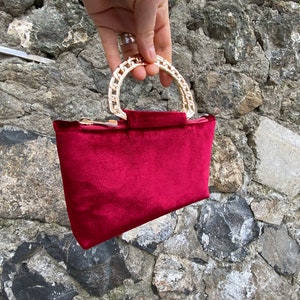 Velvet Evening Prom Purse bag, Small Handbag Bag, Wedding Clutch Bag, Red- WITH COLOR OPTION