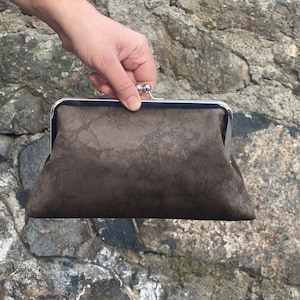Mink Taupe Brown Clutch Purse Bag With Kisslock, Frame Clutch Handbag or Shoulder Bag, Brown