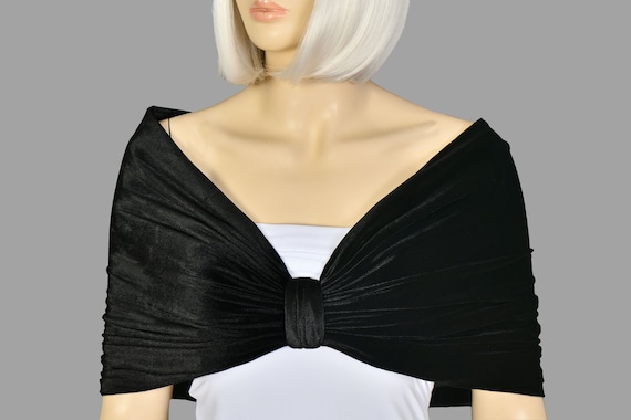 Black velvet evening wrap deals