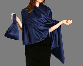 Double Layered Occasion Shawl, Evening  Wrap Shawl, Wedding Shawl, Warm Winter Shawl Wrap, Navy Blue