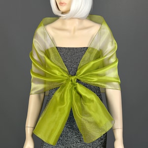 Lime Green, Chartreuse  Color, Organza Shawl Wrap Bolero Summer Spring Wedding, Prom & Evening