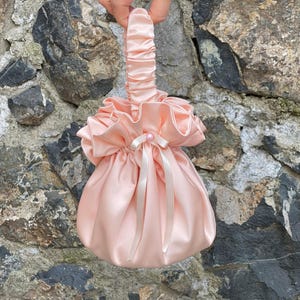 Borsa da sera in raso per matrimonio, borsa porta soldi, occasione speciale, borsa semplice ed elegante, borsa da sera, colore pesca