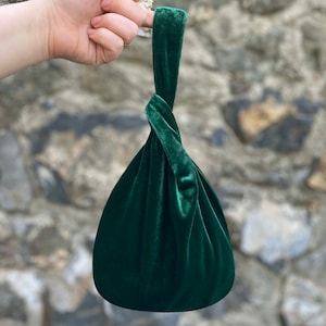 Japanese Knot Bag Purse Emerald Green Velvet Wedding, Special Occasion, Simple  Elegant Bag, Evening Dress, Emerald Green - Color option