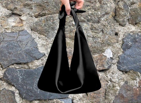 Black Simple Minimal Wedding Evening Purse Bag, Furoshiki Japanese Satin  Knot Purse Bag, Small Knot Bag Satin, Evening Clutch Bag,