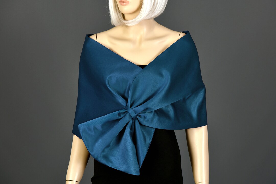 Teal Blue Shawl Wrap, Evening Wrap, Stole Shawl Wrap Shrug, Formal Pull
