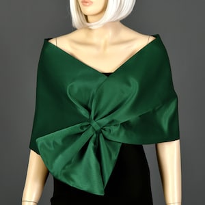 Emerald Green Evening Wrap, Stole Shawl Wrap Shrug, Formal Pull-Through Dress Cover, Hands-Free Shoulder Wrap, Pine Green, Emerald Green