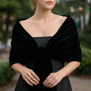Black Double-Sided Velvet Shawl Wrap, Velvet Evening Wrap, Wedding Shawl, Warm Winter Shawl Wrap