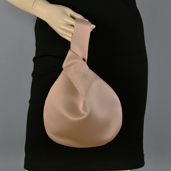 Nude Japanese Knot Bag Purse Wedding, Prom Purse, Special Occasion, Simple  Elegant Bag, Evening Dress