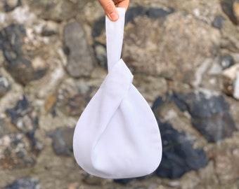 Sac à main japonais blanc avec noeud en satin Mariage, Occasion spéciale, Sac simple et élégant, Robe de soirée