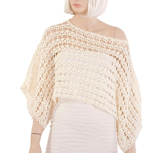 Ivory Bridal Shawl Lace Crochet, Crochet Lace Capelet, Crochet Lace Wedding Shawl - COLOR OPTION