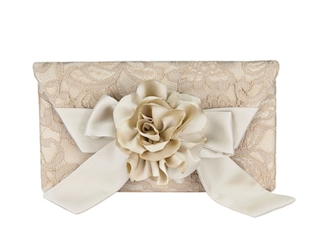 Champagne Lace Occasion Clutch, Bridesmaid Gift Envelop Clutch, Wedding Clutch, Evening Bag