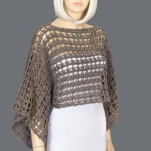 Mink Taupe Wedding Evening Capelet Bolero Crochet Lace Wedding Shawl Wrap, Crocheted - COLOR OPTION