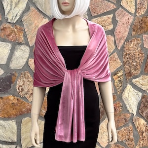 Rose Pink, Old Rose Velvet Occassion Shawl Wrap, Velvet Evening  Wrap, Warm Winter Shawl Wrap