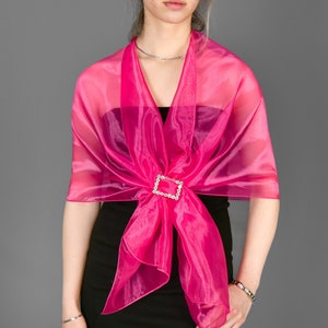Fuchsia, Hot Pink, Evening Prom Wedding, Organza Shawl Wrap Bolero Summer Spring, COLOR Option Available