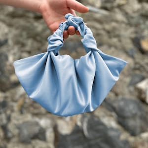Baby Blue Taffeta Evening Handbag, Wedding Taffeta Clutch Bag, Furoshiki Bag, Matte Satin Occasion Clutch Bag,  Color Option