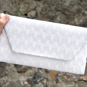 Bridal Clutch Bag, Evening Envelop Clutch, White  Lace Clutch, Wedding Clutch, Evening Bag, Occasion Clutch Bag, With Removable Handle