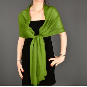 Lightweight Wedding Evening Shawl Wrap Bolero Chiffon, Wedding Shrug, Extra Long Option Available, Gras Green Color