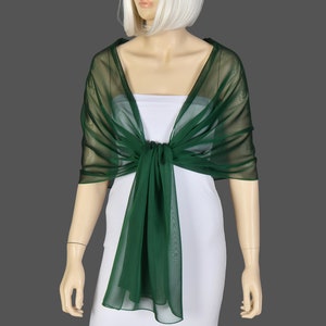 Emerald Green Color Summer Shawl Wrap Bolero Shimmering Chiffon, Wedding Shrug, Extra Long Option Available