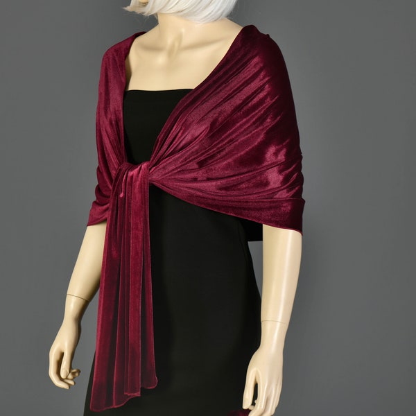 Double Layered Shawl Wrap Velvet Occassion Shawl, Velvet Evening  Wrap, Warm Winter Shawl Wrap, Maroon,Wine Color